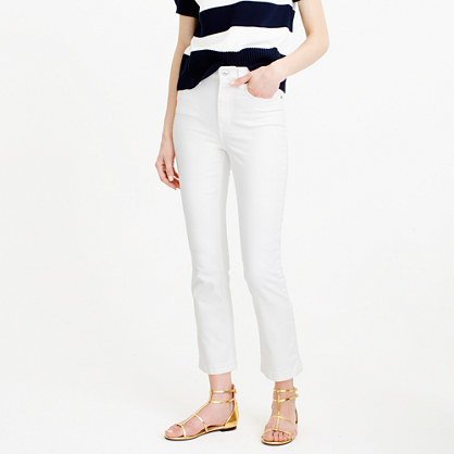 Billie Demi Boot Crop Jean In White - pattern: plain; pocket detail: traditional 5 pocket; style: slim leg; waist: mid/regular rise; predominant colour: white; occasions: casual, creative work; length: ankle length; fibres: cotton - stretch; texture group: denim; pattern type: fabric; season: s/s 2016; wardrobe: highlight