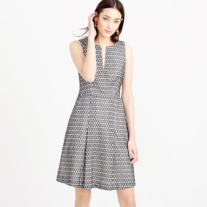 Contrast Eyelet Dress - neckline: v-neck; sleeve style: sleeveless; secondary colour: white; predominant colour: black; occasions: evening; length: just above the knee; fit: fitted at waist & bust; style: fit & flare; fibres: cotton - 100%; sleeve length: sleeveless; pattern type: fabric; pattern size: standard; pattern: patterned/print; texture group: other - light to midweight; season: s/s 2016; wardrobe: event