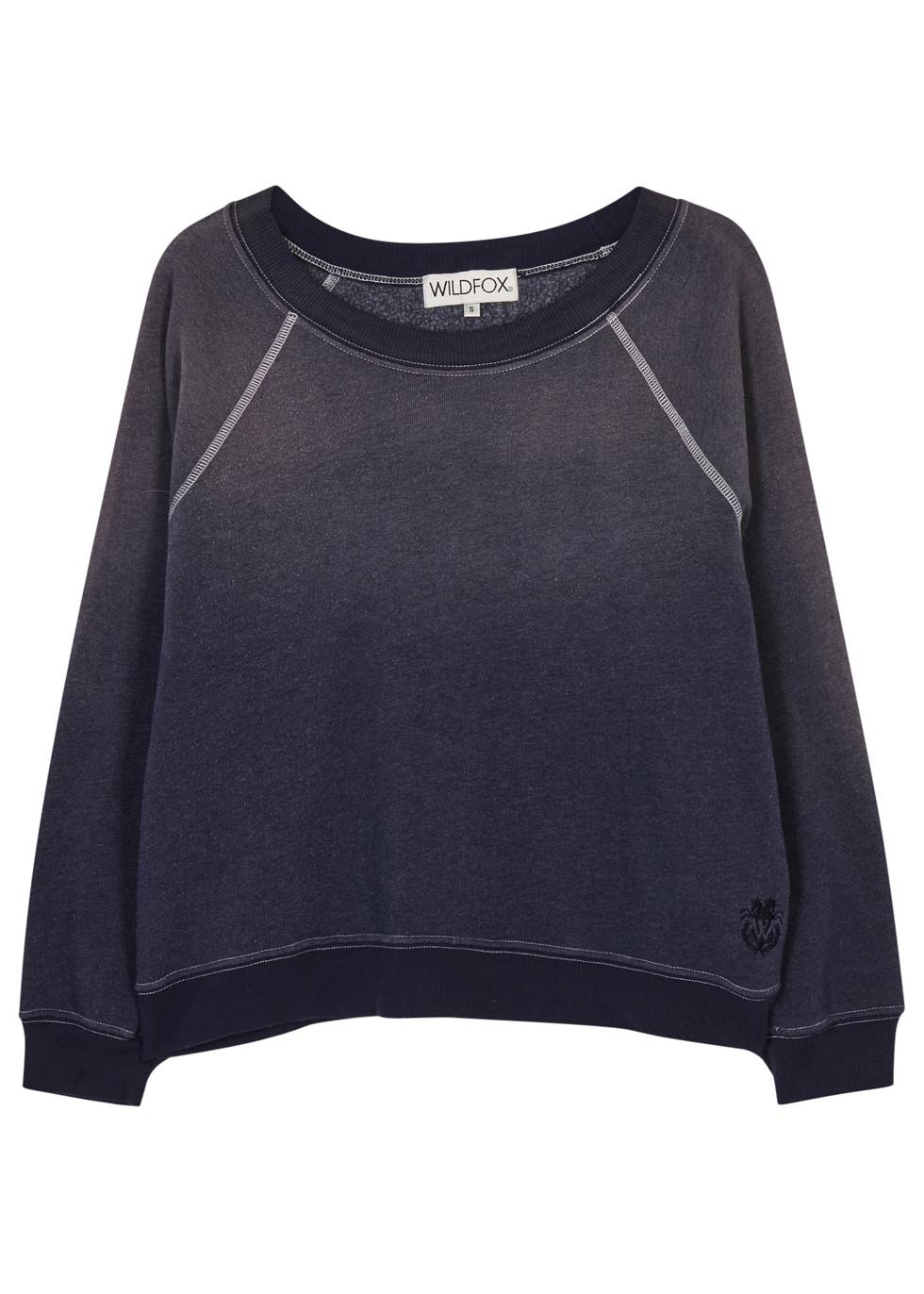 Kim's Navy Cotton Blend Sweatshirt - neckline: round neck; pattern: plain; style: sweat top; predominant colour: navy; occasions: casual, activity; length: standard; fibres: cotton - mix; fit: loose; sleeve length: long sleeve; sleeve style: standard; pattern type: fabric; texture group: jersey - stretchy/drapey; season: s/s 2016