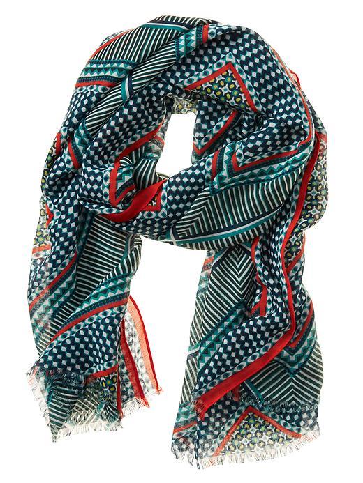 Moroccan Tile Scarf Monomay Turquoise - predominant colour: turquoise; occasions: casual; type of pattern: heavy; style: regular; size: standard; material: fabric; pattern: patterned/print; multicoloured: multicoloured; season: s/s 2016; wardrobe: highlight