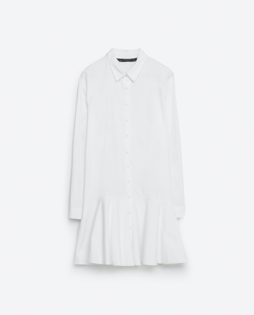 Shirt Dress - style: shirt; neckline: shirt collar/peter pan/zip with opening; pattern: plain; predominant colour: white; occasions: casual; length: just above the knee; fit: body skimming; fibres: cotton - 100%; sleeve length: long sleeve; sleeve style: standard; texture group: cotton feel fabrics; pattern type: fabric; season: s/s 2016; wardrobe: basic