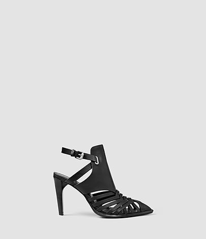 Tao Heel - predominant colour: black; occasions: evening, occasion; material: leather; heel height: high; ankle detail: ankle strap; heel: stiletto; toe: open toe/peeptoe; style: strappy; finish: plain; pattern: plain; season: s/s 2016; wardrobe: event