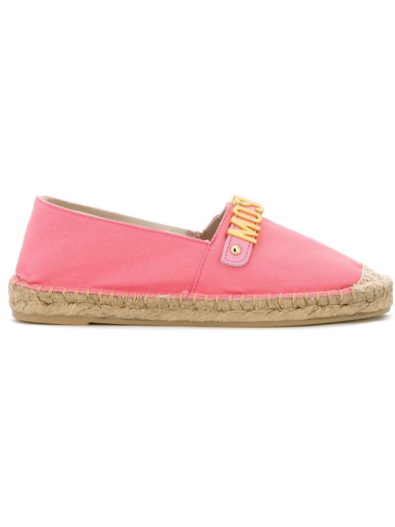 Logo Plaque Espadrilles, Women's, Size: 39, Pink/Purple - predominant colour: pink; occasions: casual, holiday; material: fabric; heel height: flat; toe: round toe; finish: plain; pattern: plain; style: espadrilles; season: s/s 2016; wardrobe: highlight