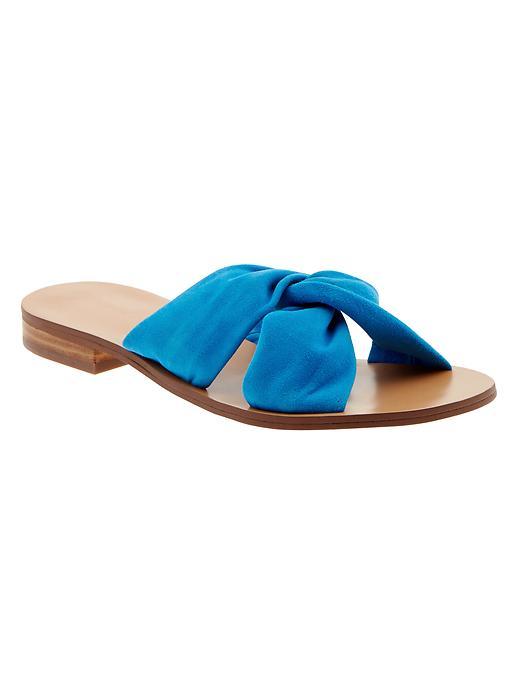 Karolina Suede Slide Sandal Laser Blue - predominant colour: royal blue; occasions: casual, holiday; material: suede; heel height: flat; heel: standard; toe: open toe/peeptoe; style: slides; finish: plain; pattern: plain; season: s/s 2016; wardrobe: highlight