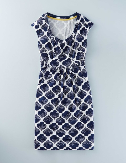 Casual Weekend Summer Dress Navy Dotty Tile Women, Navy Dotty Tile - style: shift; length: mid thigh; neckline: round neck; sleeve style: capped; secondary colour: white; predominant colour: navy; occasions: casual, creative work; fit: body skimming; fibres: cotton - mix; sleeve length: short sleeve; pattern type: fabric; pattern: patterned/print; texture group: jersey - stretchy/drapey; season: s/s 2016; wardrobe: highlight