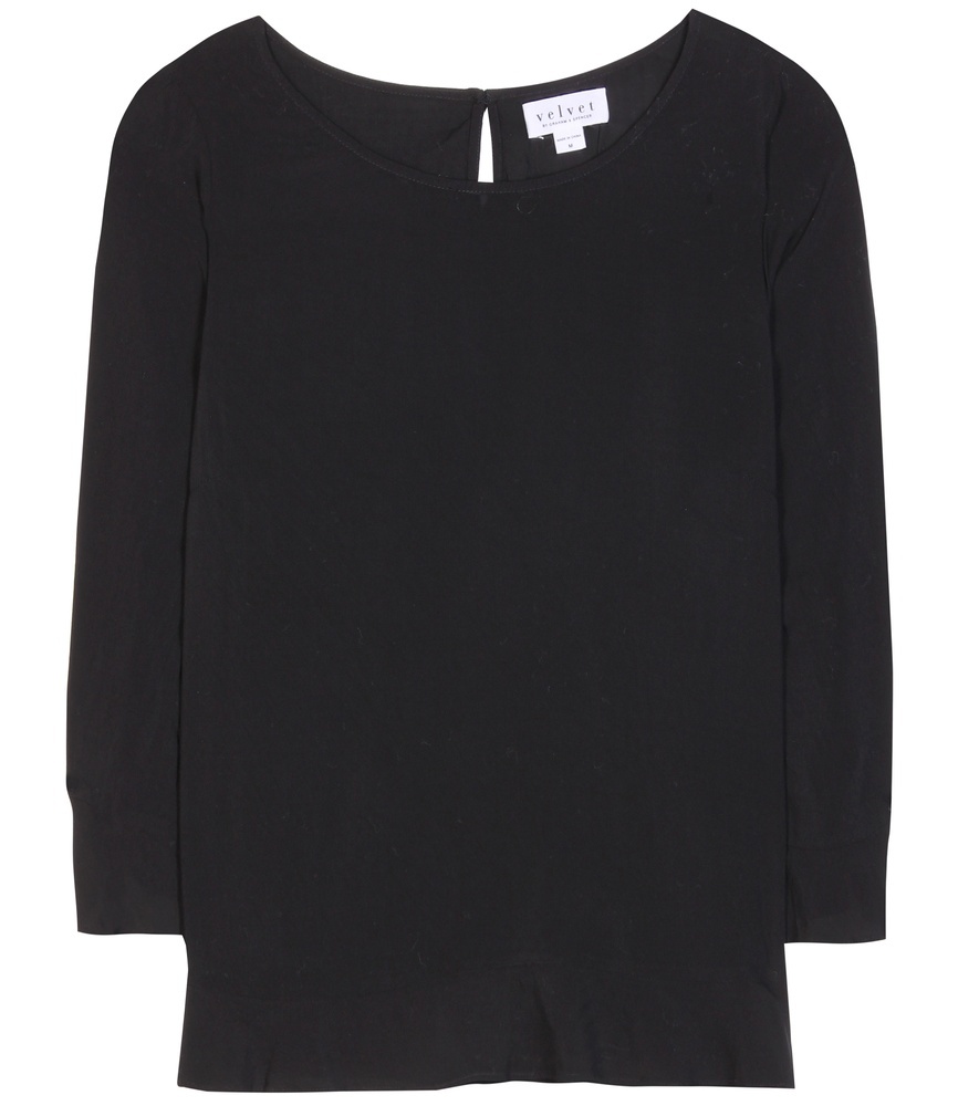 Mira Blouse - neckline: round neck; pattern: plain; style: blouse; predominant colour: black; occasions: casual, creative work; length: standard; fibres: viscose/rayon - 100%; fit: straight cut; sleeve length: 3/4 length; sleeve style: standard; texture group: cotton feel fabrics; pattern type: fabric; season: s/s 2016; wardrobe: basic