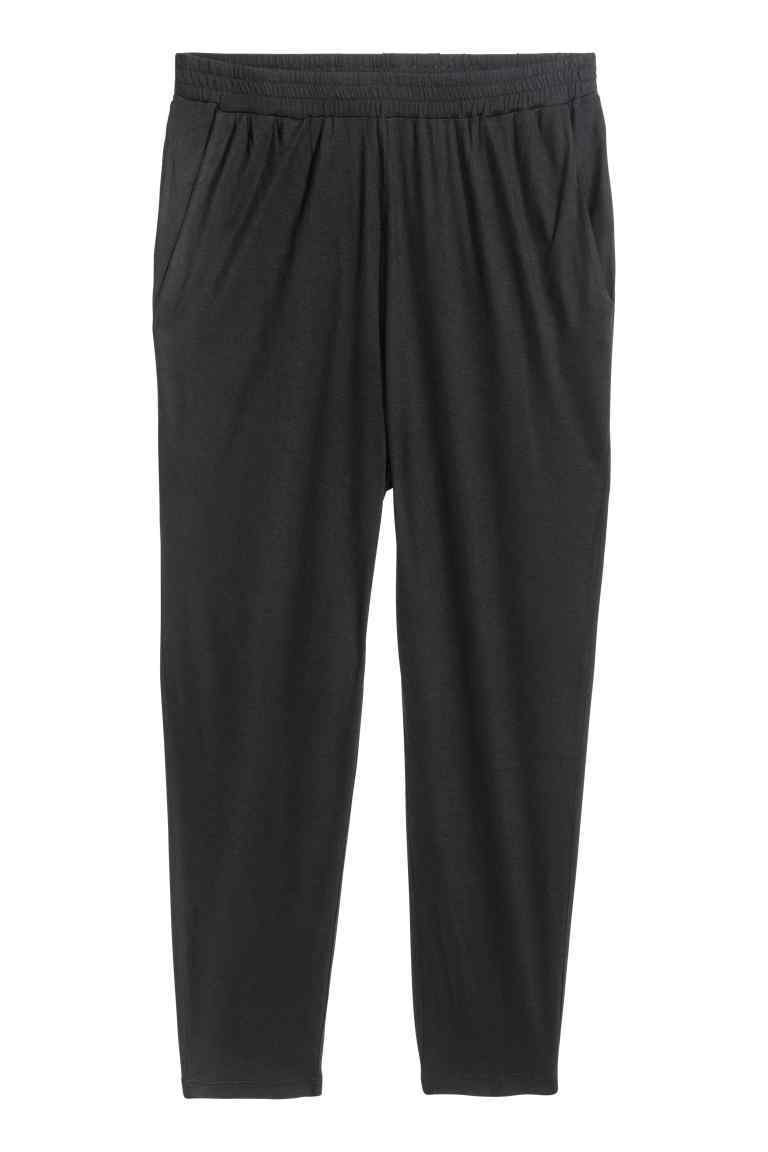 + Jersey Trousers - length: standard; pattern: plain; style: harem/slouch; waist: mid/regular rise; predominant colour: navy; occasions: casual; fibres: viscose/rayon - 100%; fit: tapered; pattern type: fabric; texture group: jersey - stretchy/drapey; season: s/s 2016; wardrobe: highlight