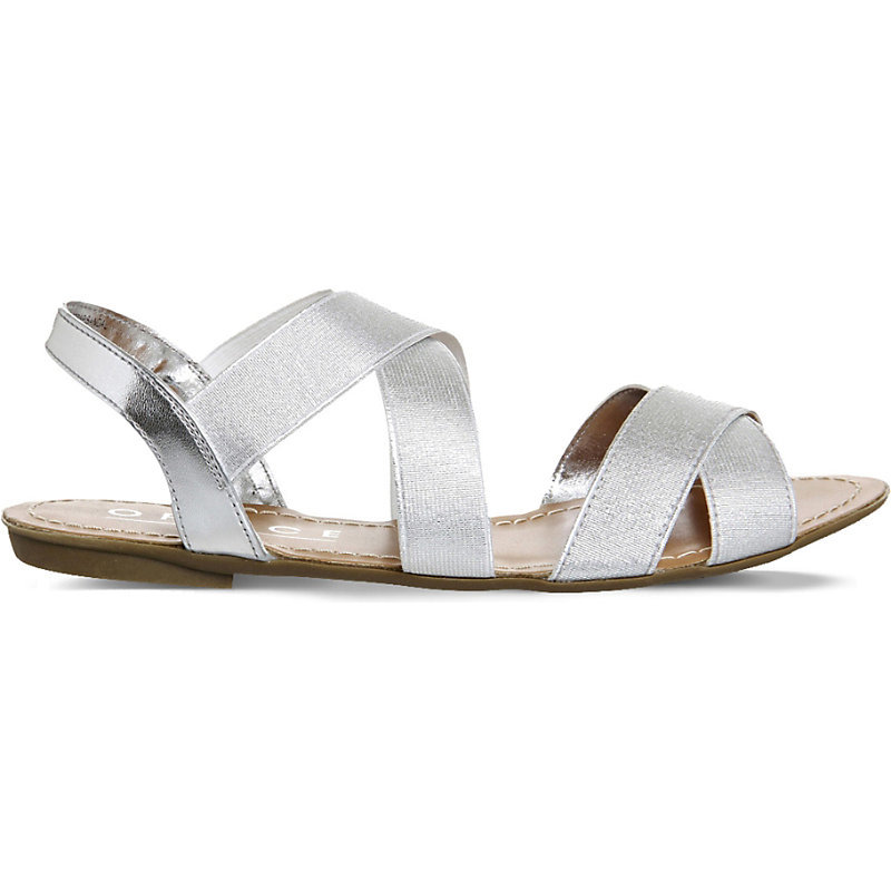Bermuda Metallic Slingback Sandals, Women's, Silver - predominant colour: silver; occasions: casual, holiday; material: faux leather; heel height: flat; ankle detail: ankle strap; heel: block; toe: toe thongs; style: strappy; finish: metallic; pattern: plain; season: s/s 2016; wardrobe: basic