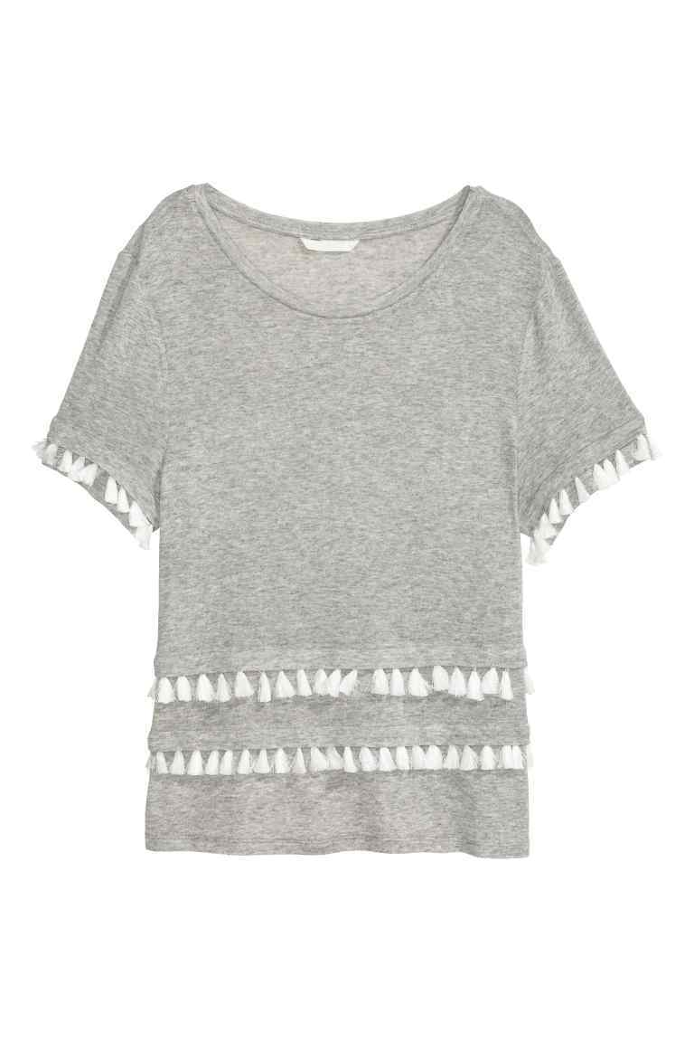 Jersey Top - neckline: round neck; pattern: plain; style: t-shirt; predominant colour: light grey; occasions: casual; length: standard; fibres: polyester/polyamide - mix; fit: body skimming; sleeve length: short sleeve; sleeve style: standard; pattern type: fabric; texture group: jersey - stretchy/drapey; embellishment: lace; season: s/s 2016; wardrobe: highlight