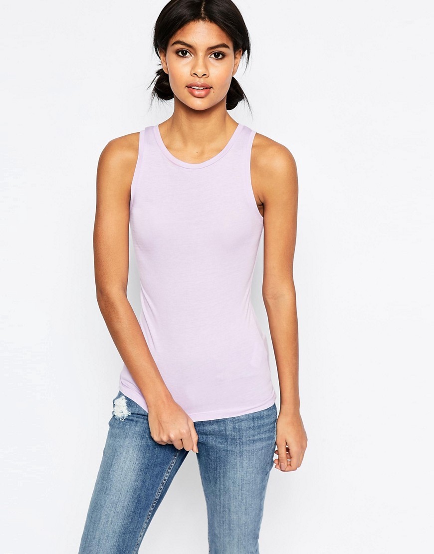 The Festival Vest Lilac - neckline: round neck; sleeve style: standard vest straps/shoulder straps; pattern: plain; style: vest top; predominant colour: lilac; occasions: casual, holiday; length: standard; fibres: cotton - 100%; fit: body skimming; sleeve length: sleeveless; pattern type: fabric; texture group: jersey - stretchy/drapey; season: s/s 2016; wardrobe: highlight