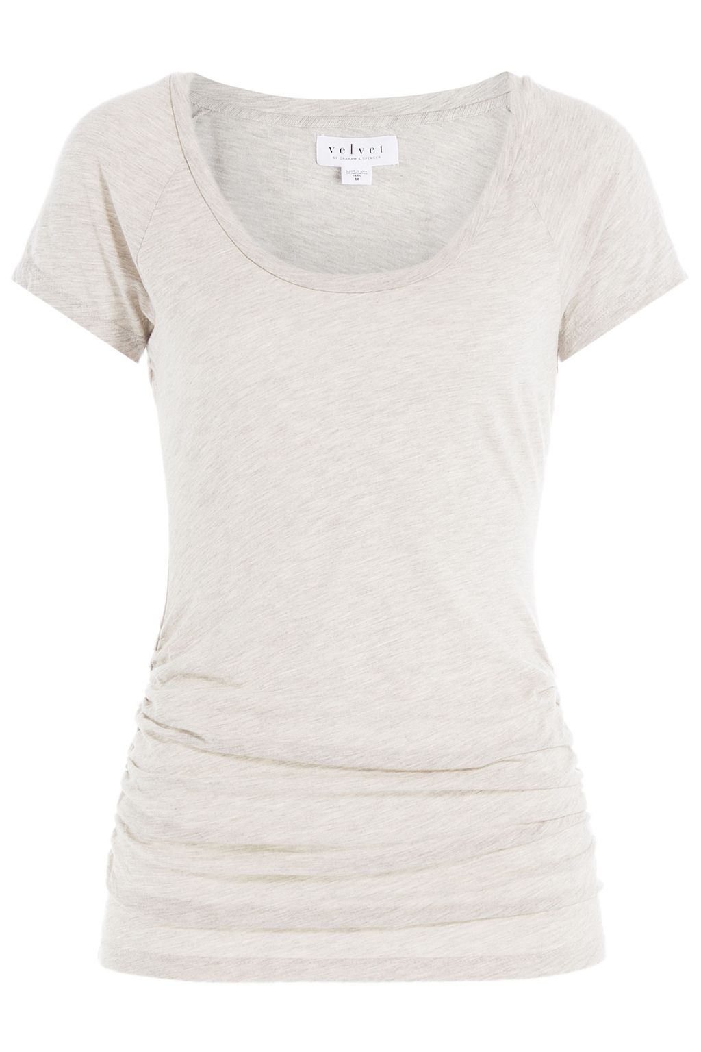 Cotton Blend T Shirt - pattern: plain; length: below the bottom; style: t-shirt; predominant colour: light grey; occasions: casual, creative work; neckline: scoop; fibres: cotton - mix; fit: body skimming; sleeve length: short sleeve; sleeve style: standard; pattern type: fabric; texture group: jersey - stretchy/drapey; season: s/s 2016; wardrobe: basic