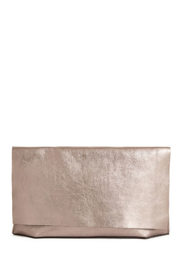 Premium Leather Clutch Bag - predominant colour: gold; occasions: evening, occasion; type of pattern: standard; style: clutch; length: hand carry; size: standard; material: leather; pattern: plain; finish: metallic; season: s/s 2016; wardrobe: event