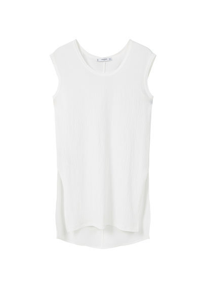 Side Slit T Shirt - pattern: plain; sleeve style: sleeveless; length: below the bottom; style: t-shirt; predominant colour: white; occasions: casual; fibres: polyester/polyamide - stretch; fit: body skimming; neckline: crew; sleeve length: sleeveless; pattern type: fabric; texture group: jersey - stretchy/drapey; season: s/s 2016; wardrobe: basic