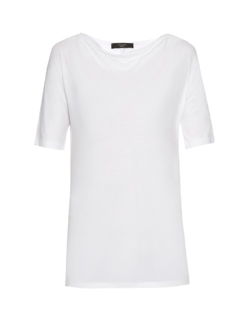Multia T Shirt - neckline: round neck; sleeve style: capped; pattern: plain; length: below the bottom; style: t-shirt; predominant colour: white; occasions: casual; fibres: cotton - mix; fit: body skimming; sleeve length: short sleeve; pattern type: fabric; texture group: jersey - stretchy/drapey; season: s/s 2016; wardrobe: basic