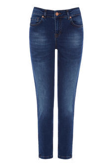 Isabella Skinny Crop Jeans - style: skinny leg; length: standard; pattern: plain; pocket detail: traditional 5 pocket; waist: mid/regular rise; predominant colour: navy; occasions: casual; fibres: cotton - stretch; jeans detail: whiskering, shading down centre of thigh; texture group: denim; pattern type: fabric; season: s/s 2016; wardrobe: basic