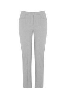 Petite Workwear Trousers - pattern: plain; waist: mid/regular rise; predominant colour: light grey; occasions: work; length: ankle length; fibres: cotton - mix; fit: slim leg; pattern type: fabric; texture group: woven light midweight; style: standard; season: s/s 2016; wardrobe: basic