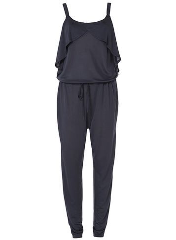 Womens **Vero Moda Floral Jumpsuit Blue - length: standard; neckline: round neck; pattern: plain; sleeve style: sleeveless; predominant colour: navy; occasions: casual; fit: body skimming; fibres: polyester/polyamide - 100%; sleeve length: sleeveless; style: jumpsuit; bust detail: bulky details at bust; pattern type: fabric; texture group: jersey - stretchy/drapey; season: s/s 2016; wardrobe: highlight