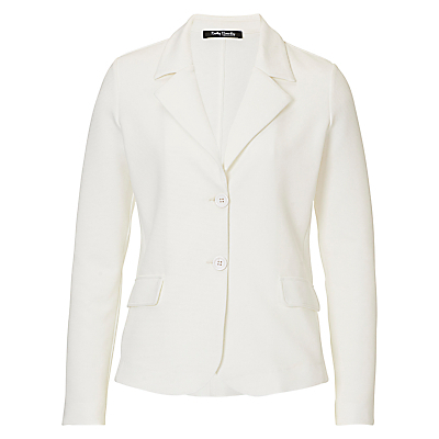 Fine Textured Jacket, Off White - pattern: plain; style: single breasted blazer; collar: standard lapel/rever collar; predominant colour: ivory/cream; length: standard; fit: tailored/fitted; fibres: polyester/polyamide - stretch; sleeve length: long sleeve; sleeve style: standard; texture group: crepes; collar break: medium; pattern type: fabric; occasions: creative work; season: s/s 2016; wardrobe: investment