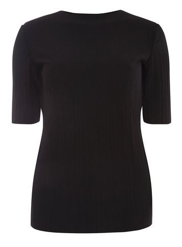 Womens Black Pleated High Neck Top Black - neckline: round neck; pattern: plain; predominant colour: black; occasions: casual, creative work; length: standard; style: top; fibres: polyester/polyamide - 100%; fit: body skimming; sleeve length: half sleeve; sleeve style: standard; pattern type: fabric; texture group: jersey - stretchy/drapey; season: s/s 2016; wardrobe: basic