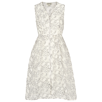 Marrion Double Layer Dress, Ivory - neckline: v-neck; sleeve style: sleeveless; style: prom dress; predominant colour: ivory/cream; secondary colour: black; occasions: evening, occasion; length: on the knee; fit: fitted at waist & bust; fibres: polyester/polyamide - 100%; hip detail: subtle/flattering hip detail; sleeve length: sleeveless; texture group: lace; pattern type: fabric; pattern: patterned/print; season: s/s 2016; wardrobe: event