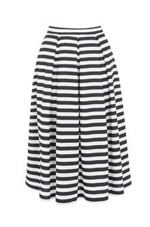 Stripe Midi Skirt - length: below the knee; style: full/prom skirt; fit: loose/voluminous; waist: high rise; secondary colour: white; predominant colour: black; fibres: cotton - 100%; occasions: occasion, creative work; hip detail: adds bulk at the hips; pattern type: fabric; texture group: other - light to midweight; pattern size: big & busy (bottom); pattern: horizontal stripes (bottom); season: s/s 2016; wardrobe: highlight