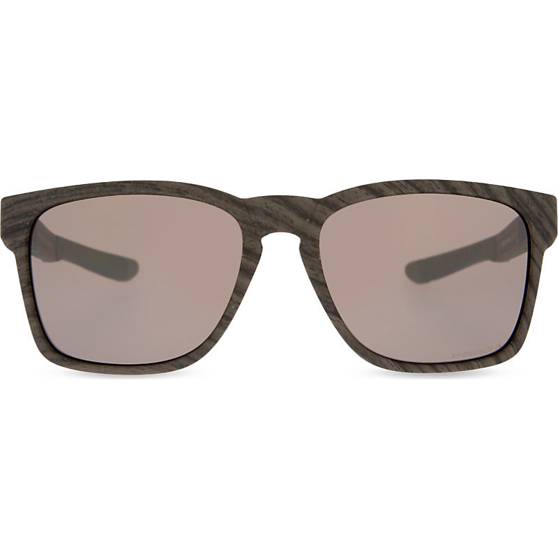 Oo9272 20 Catalyst Prizm™ Square Frame Sunglasses, Women's, Woodgrain - predominant colour: black; occasions: casual, holiday; style: square; size: standard; material: plastic/rubber; pattern: plain; finish: plain; season: s/s 2016; wardrobe: basic