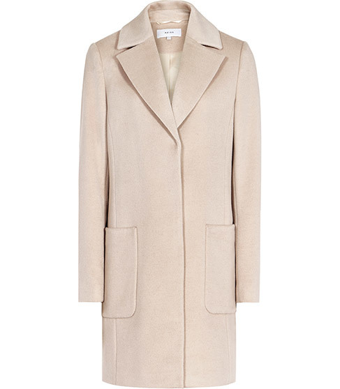 Harmony Relaxed Fit Coat - pattern: plain; style: single breasted; collar: standard lapel/rever collar; length: mid thigh; predominant colour: nude; occasions: casual, creative work; fit: tailored/fitted; fibres: wool - mix; sleeve length: long sleeve; sleeve style: standard; collar break: medium; pattern type: fabric; texture group: woven bulky/heavy; season: s/s 2016; wardrobe: basic