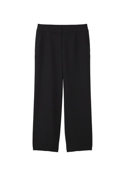 Pocket Palazzo Trousers - length: standard; pattern: plain; style: palazzo; waist: mid/regular rise; predominant colour: black; occasions: evening, creative work; fibres: polyester/polyamide - 100%; texture group: crepes; fit: wide leg; pattern type: fabric; season: s/s 2016; wardrobe: basic