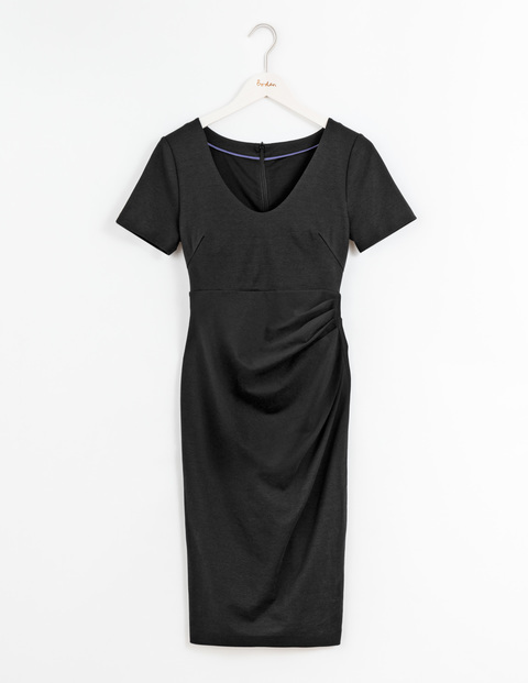 Honor Dress Black Women, Black - style: shift; length: below the knee; neckline: v-neck; pattern: plain; predominant colour: black; occasions: evening; fit: body skimming; fibres: cotton - stretch; sleeve length: short sleeve; sleeve style: standard; pattern type: fabric; texture group: jersey - stretchy/drapey; season: s/s 2016; wardrobe: event