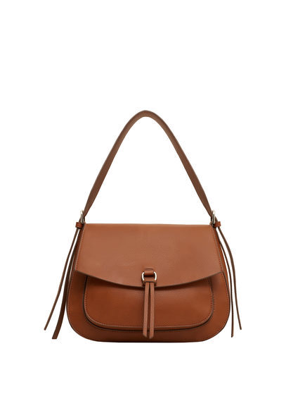 Flap Pebbled Bag - predominant colour: tan; occasions: casual, creative work; type of pattern: standard; style: shoulder; length: shoulder (tucks under arm); size: standard; material: leather; pattern: plain; finish: plain; season: s/s 2016; wardrobe: highlight
