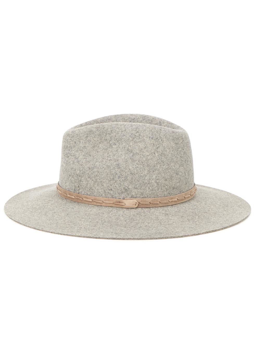 Grey Wool Felt Fedora - predominant colour: mid grey; occasions: casual; type of pattern: standard; embellishment: ribbon; style: fedora; size: standard; material: felt; pattern: plain; season: s/s 2016; wardrobe: highlight