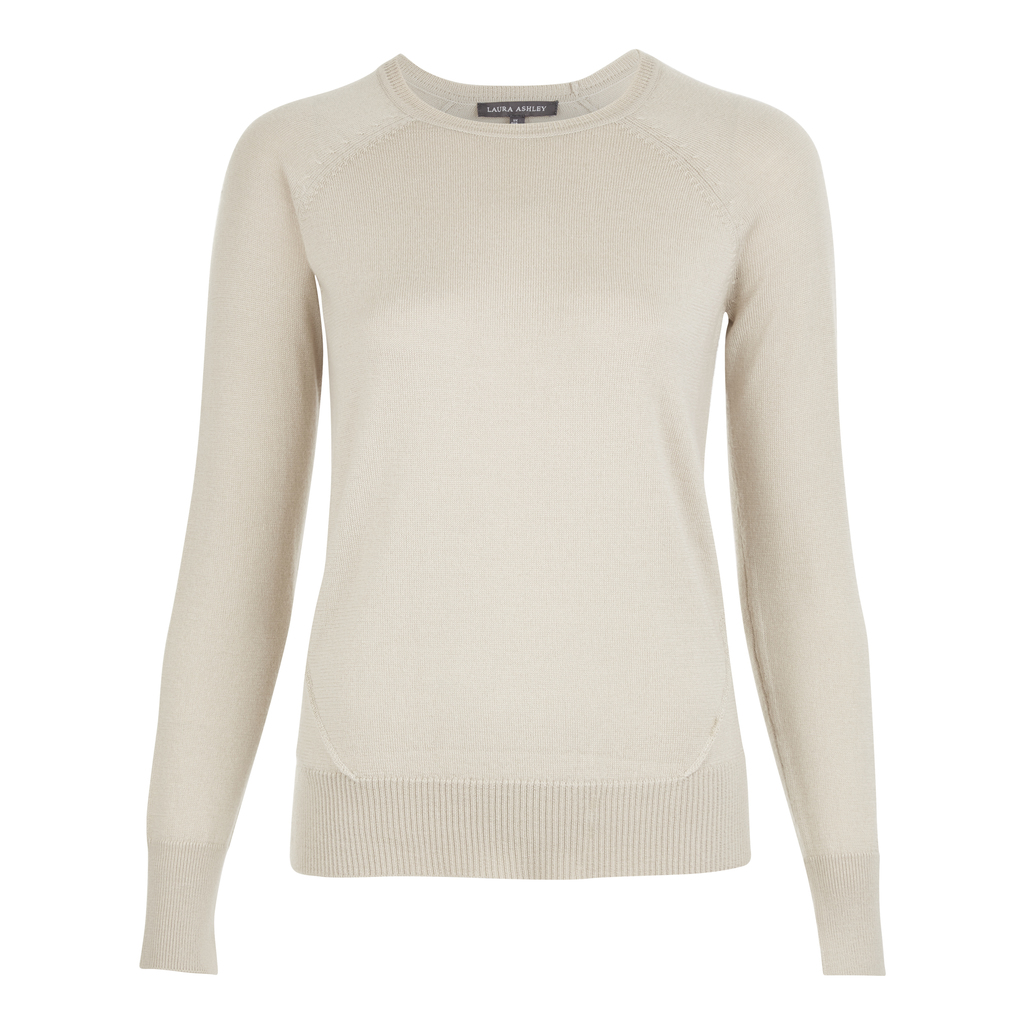 Dipped Hem Wool And Silk Jumper - pattern: plain; style: standard; predominant colour: ivory/cream; occasions: casual; length: standard; fibres: wool - mix; fit: standard fit; neckline: crew; sleeve length: long sleeve; sleeve style: standard; texture group: knits/crochet; pattern type: knitted - fine stitch; season: s/s 2016; wardrobe: basic