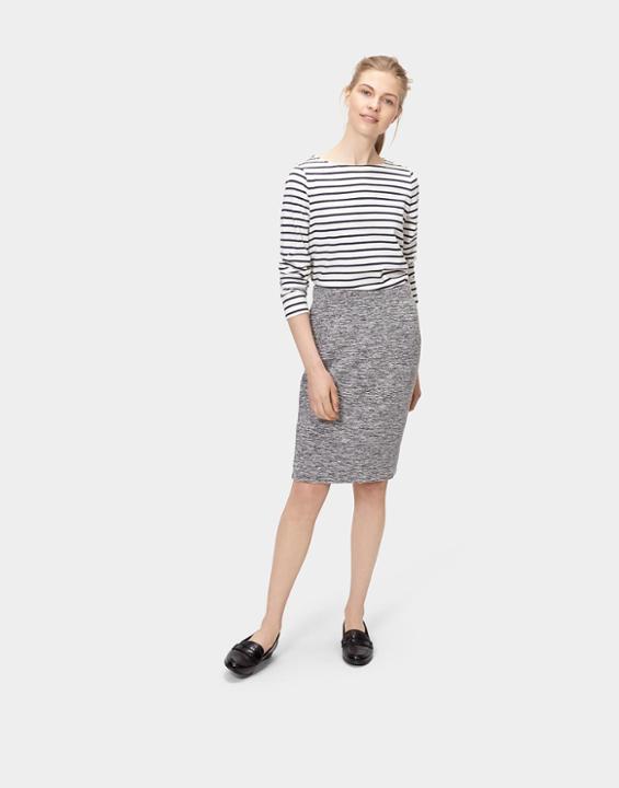 Penelope Jersey Pencil Skirt Pepper Marl - pattern: plain; style: pencil; fit: body skimming; waist: mid/regular rise; predominant colour: mid grey; occasions: casual; length: on the knee; fibres: viscose/rayon - stretch; texture group: jersey - clingy; pattern type: fabric; season: s/s 2016; wardrobe: basic