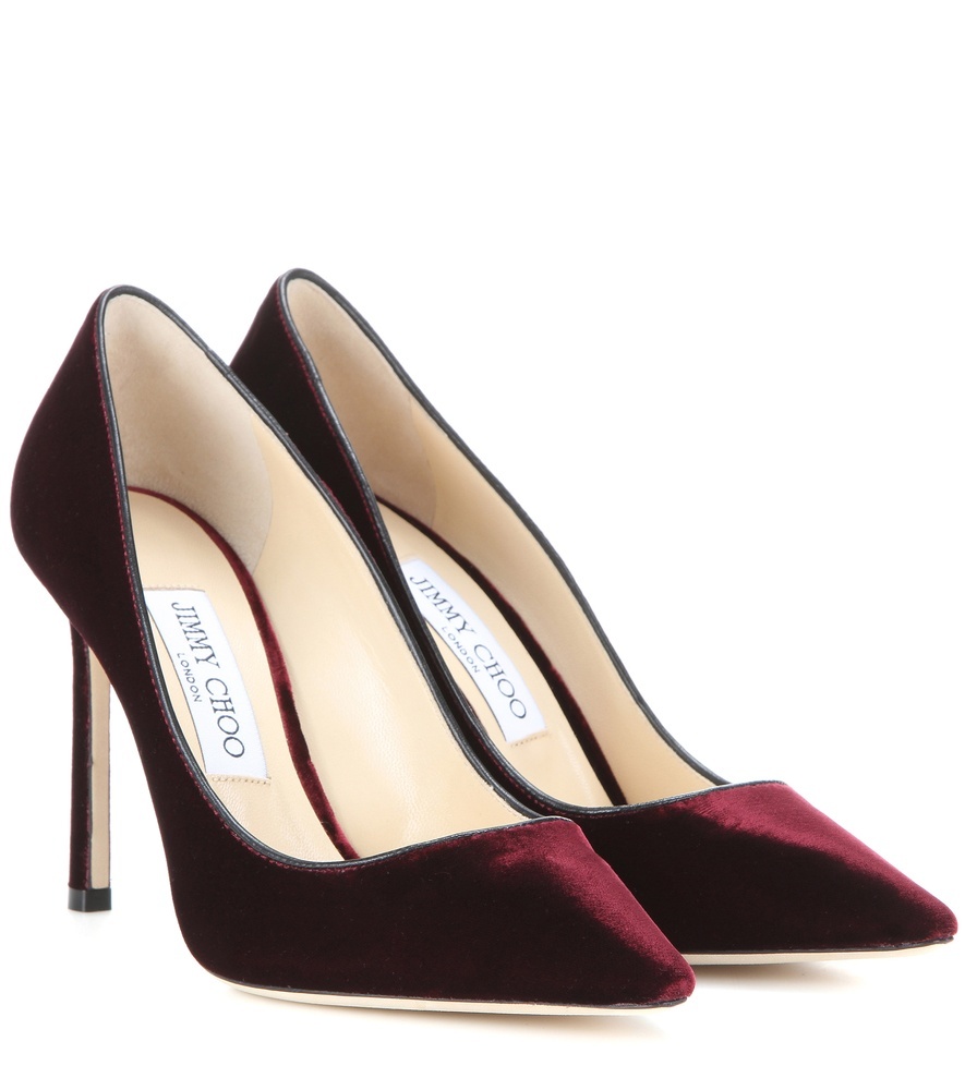 Romy 100 Velvet Pumps - predominant colour: burgundy; occasions: evening, occasion; material: velvet; heel: stiletto; toe: pointed toe; style: courts; finish: plain; pattern: plain; heel height: very high; season: s/s 2016; wardrobe: event