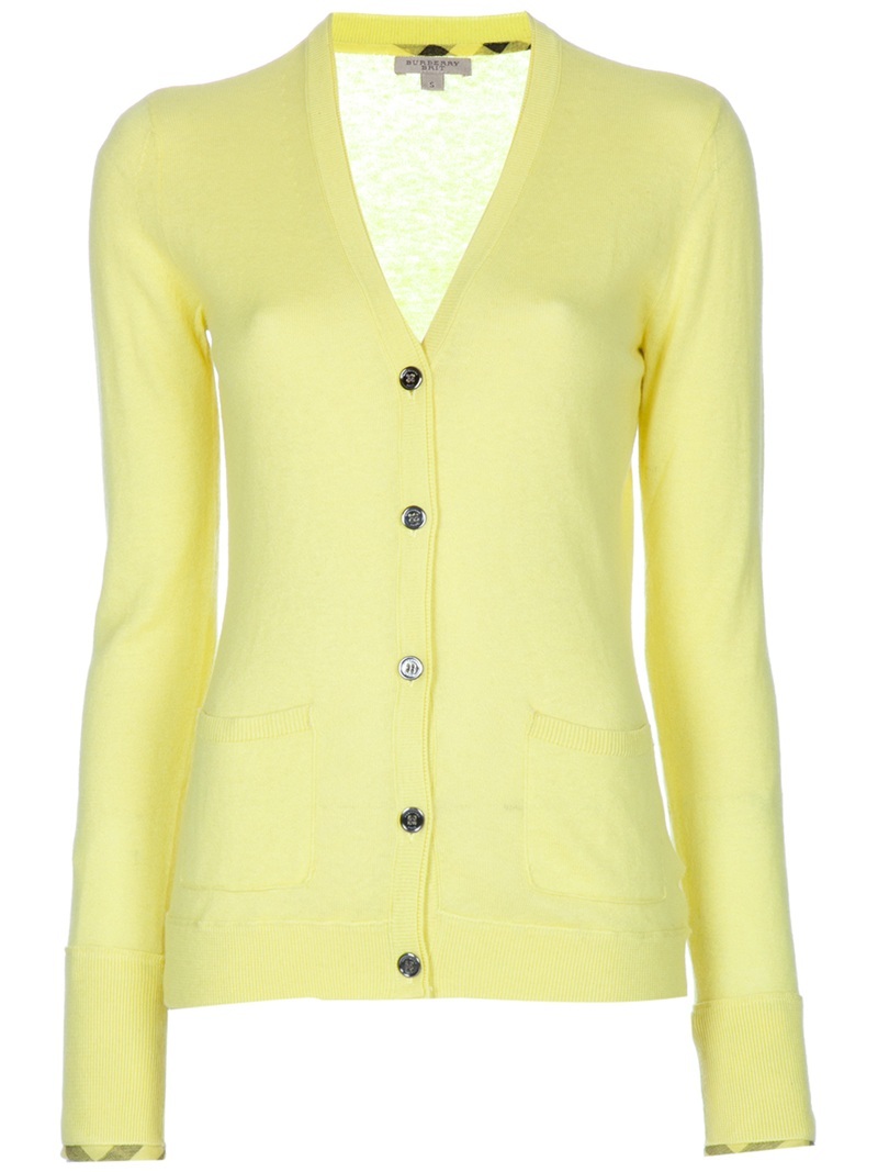 Cashmere Cotton Blend Cardigan - neckline: low v-neck; pattern: plain; hip detail: front pockets at hip, flared at hip, front pleats at hip level; predominant colour: primrose yellow; occasions: casual, work; length: standard; style: standard; trends: knitwear; fibres: wool - mix; material texture: jersey; fit: standard fit; waist detail: fitted waist; sleeve length: long sleeve; sleeve style: standard; pattern type: knitted - other; pattern size: standard; texture group: jersey - stretchy/drapey