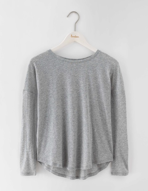 Featherweight Relaxed Tee Grey Marl Women, Grey Marl - pattern: plain; predominant colour: light grey; occasions: casual; length: standard; style: top; fibres: cotton - mix; fit: body skimming; neckline: crew; sleeve length: long sleeve; sleeve style: standard; pattern type: fabric; texture group: jersey - stretchy/drapey; season: s/s 2016; wardrobe: basic