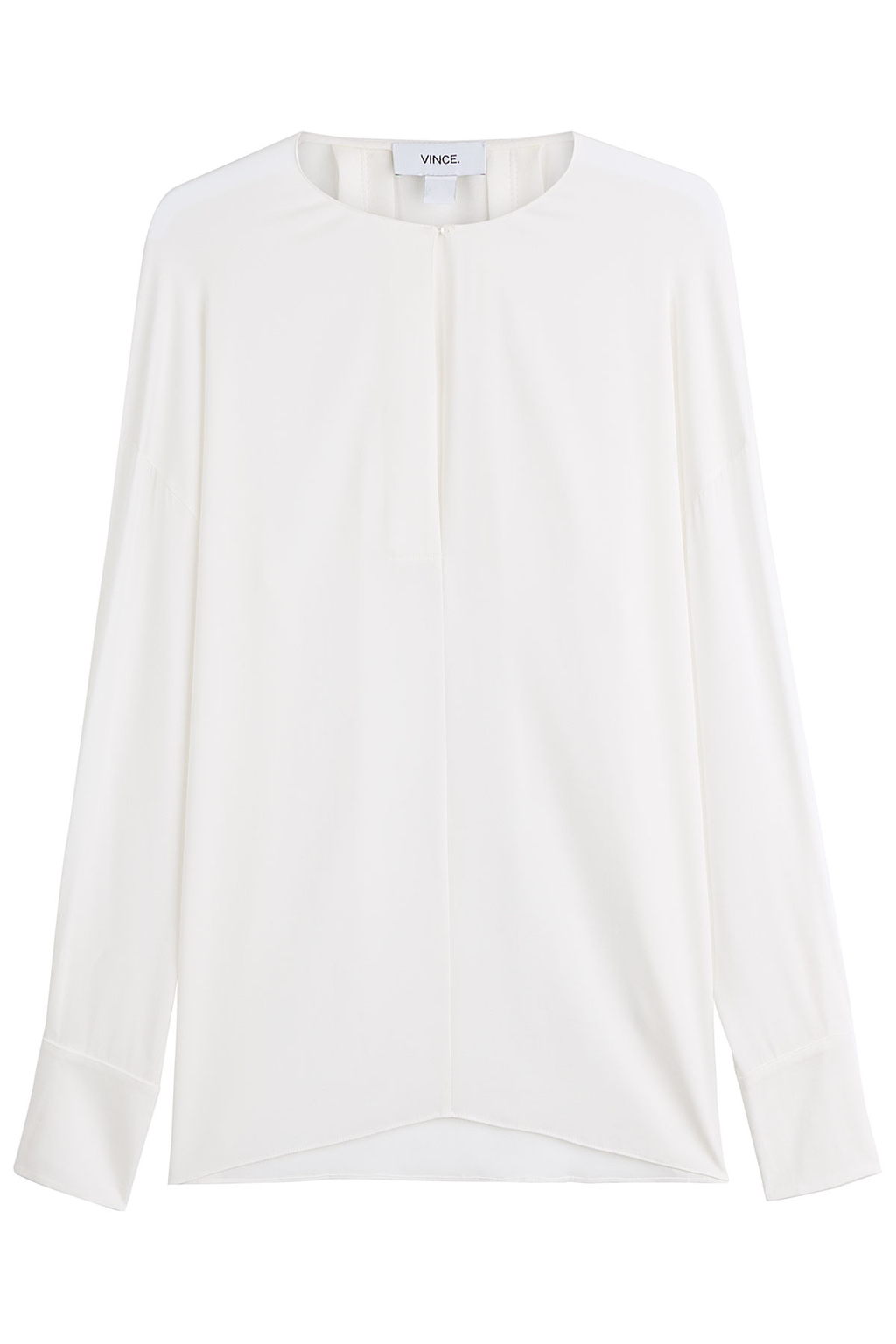 Silk Blouse - pattern: plain; style: blouse; predominant colour: white; occasions: evening; length: standard; fibres: silk - 100%; fit: body skimming; neckline: crew; sleeve length: long sleeve; sleeve style: standard; texture group: silky - light; pattern type: fabric; season: s/s 2016; wardrobe: event
