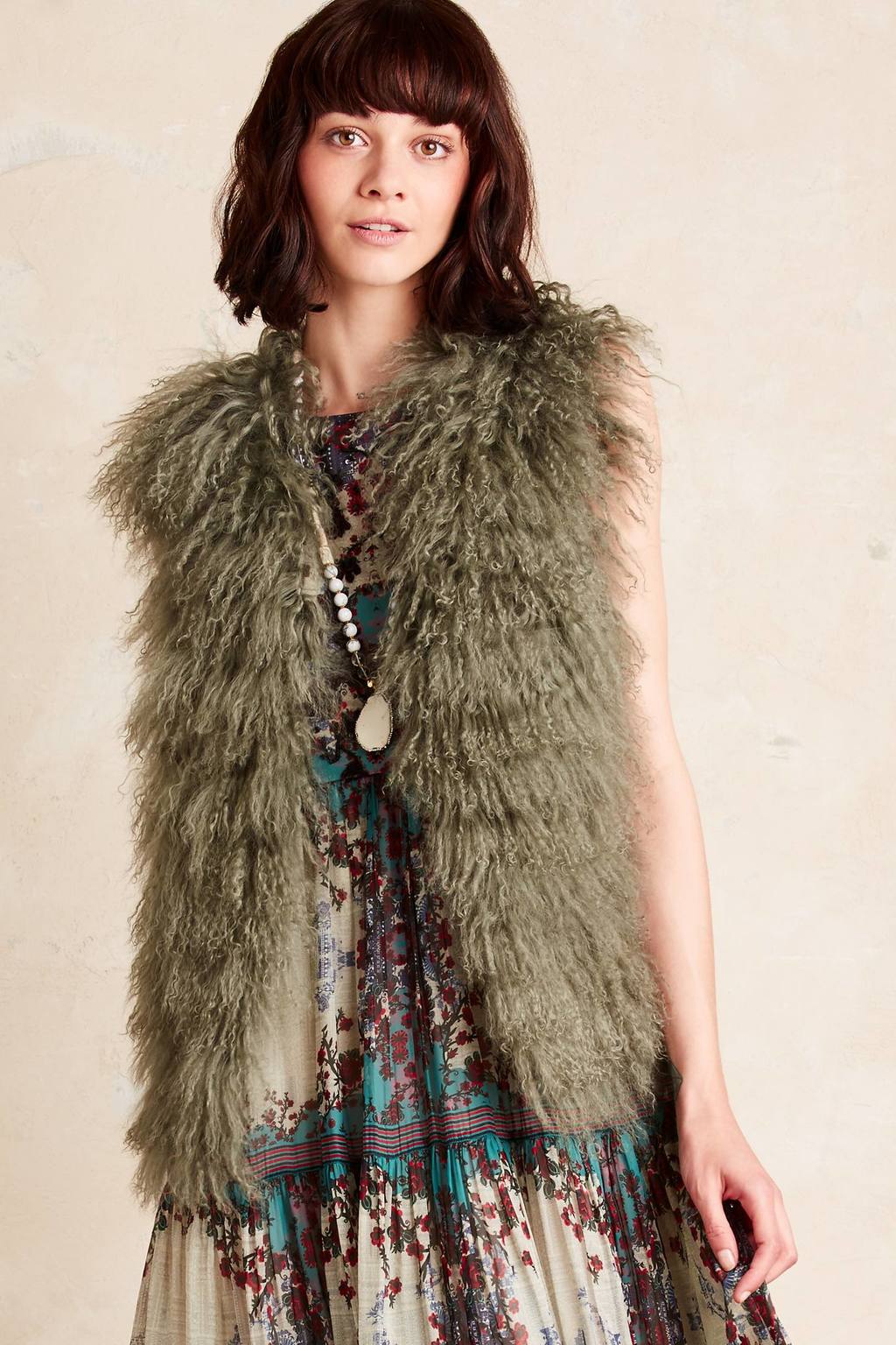 Karlie Waistcoat - pattern: plain; sleeve style: sleeveless; collar: round collar/collarless; fit: loose; predominant colour: khaki; occasions: casual, creative work; length: standard; fibres: wool - mix; style: waistcoat; sleeve length: sleeveless; texture group: knits/crochet; collar break: low/open; pattern type: knitted - other; season: s/s 2016; wardrobe: highlight