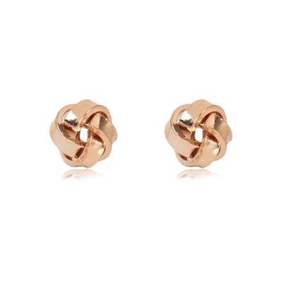 Womens Rose Gold Tone Knot Stud Earrings - predominant colour: gold; occasions: casual, work, creative work; style: stud; length: short; size: small/fine; material: chain/metal; fastening: pierced; finish: metallic; season: s/s 2016; wardrobe: basic