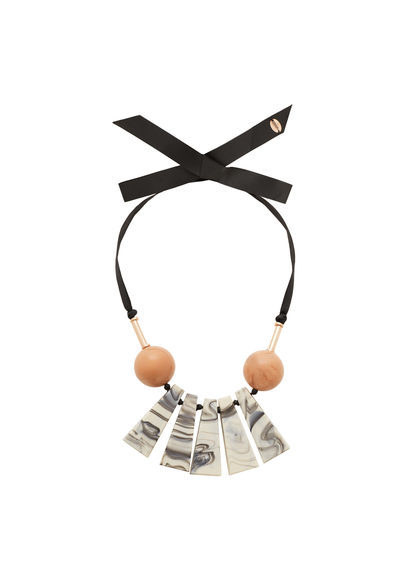 Mixed Bead Necklace - predominant colour: black; length: mid; size: large/oversized; material: fabric/cotton; occasions: holiday, creative work; finish: plain; embellishment: beading; multicoloured: multicoloured; season: s/s 2016; style: bead; wardrobe: highlight