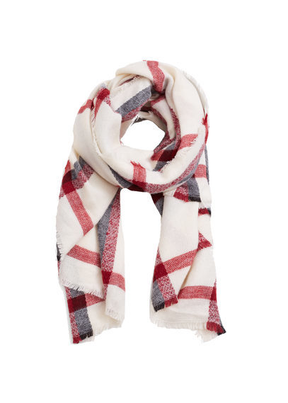 Check Scarf - predominant colour: white; occasions: casual, creative work; type of pattern: light; style: regular; size: standard; material: fabric; pattern: checked/gingham; secondary colour: raspberry; season: s/s 2016; wardrobe: highlight