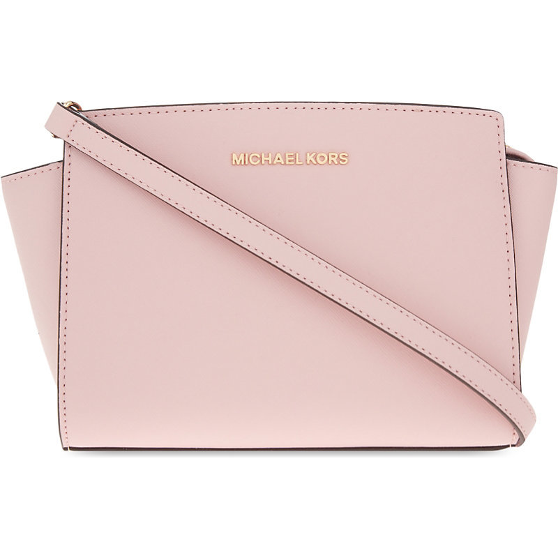 Selma Medium Leather Cross Body Bag, Blossom - predominant colour: blush; occasions: casual, creative work; type of pattern: standard; style: tote; length: across body/long; size: standard; material: leather; pattern: plain; finish: plain; season: s/s 2016; wardrobe: investment