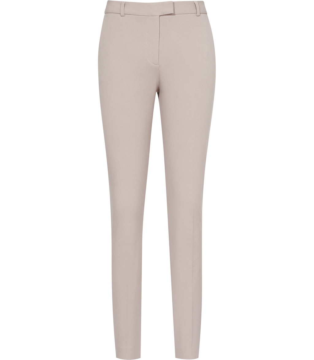 Joanne Womens Cropped Tailored Trousers In Brown - length: standard; pattern: plain; waist: high rise; predominant colour: blush; occasions: casual, creative work; fibres: cotton - stretch; fit: slim leg; pattern type: fabric; texture group: woven light midweight; style: standard; season: s/s 2016; wardrobe: basic