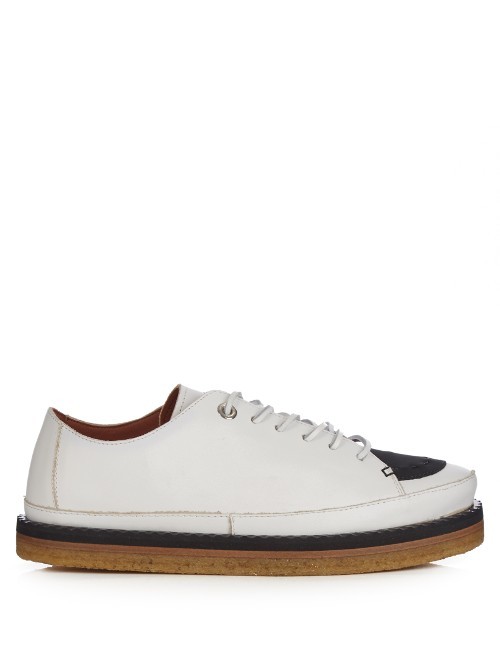 Gessati Trainers - predominant colour: white; secondary colour: navy; occasions: casual; material: leather; heel height: flat; toe: round toe; style: trainers; finish: plain; pattern: colourblock; shoe detail: moulded soul; season: a/w 2016; wardrobe: highlight
