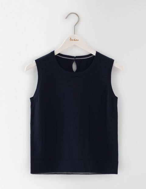 Favourite Knitted Tank Navy Women, Navy - pattern: plain; sleeve style: sleeveless; predominant colour: navy; occasions: casual; length: standard; style: top; fibres: cotton - mix; fit: body skimming; neckline: crew; sleeve length: sleeveless; texture group: knits/crochet; pattern type: fabric; wardrobe: basic; season: a/w 2016
