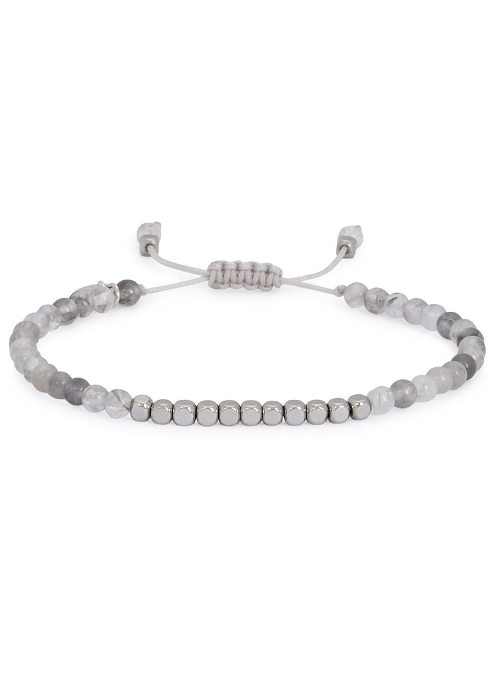 Marylebone Rock Crystal Beaded Bracelet - predominant colour: light grey; occasions: casual, creative work; size: standard; material: fabric/cotton; finish: plain; embellishment: beading; style: bead; season: a/w 2016; wardrobe: highlight