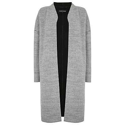 Bonded Swing Coat, Light Grey - pattern: plain; collar: round collar/collarless; style: single breasted; length: on the knee; predominant colour: light grey; occasions: casual; fit: tailored/fitted; fibres: polyester/polyamide - 100%; sleeve length: long sleeve; sleeve style: standard; collar break: low/open; pattern type: fabric; texture group: woven bulky/heavy; wardrobe: basic; season: a/w 2016