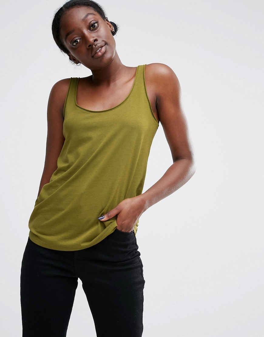 The Ultimate Vest Olive - sleeve style: standard vest straps/shoulder straps; pattern: plain; style: vest top; predominant colour: lime; occasions: casual, creative work; length: standard; fibres: cotton - mix; fit: body skimming; neckline: crew; sleeve length: sleeveless; pattern type: fabric; texture group: jersey - stretchy/drapey; season: a/w 2016; wardrobe: highlight