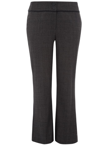 Grey Textured Bootcut Trousers - waist detail: fitted waist, wide waistband/cummerbund, narrow waistband; waist: high rise; predominant colour: charcoal; occasions: casual, work; length: ankle length; trends: trousers; fibres: polyester/polyamide - 100%; hip detail: fitted at hip (bottoms); fit: bootcut; style: standard