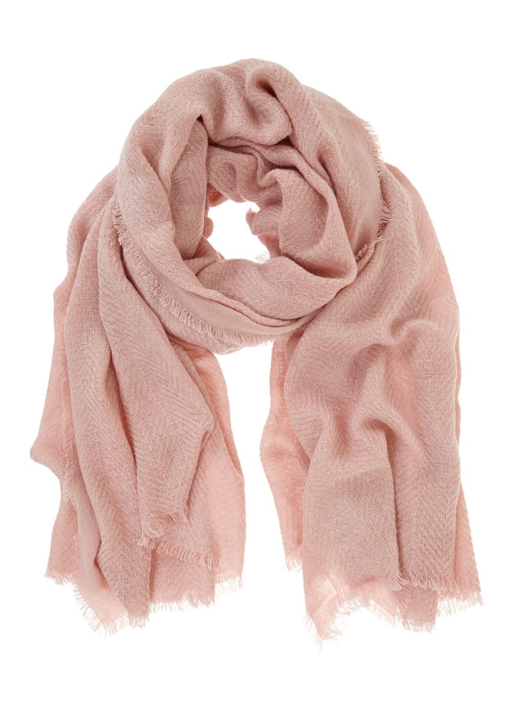 Rose Plain Textured Scarf, Pink - predominant colour: blush; occasions: casual, creative work; type of pattern: standard; style: regular; size: standard; material: fabric; pattern: plain; wardrobe: basic; season: a/w 2016